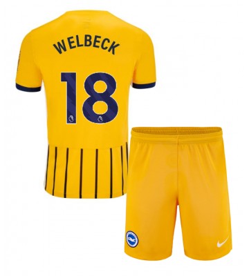 Brighton Danny Welbeck #18 Borta Kläder Barn 2024-25 Kortärmad (+ Korta byxor)